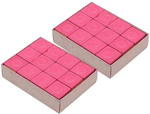 Keenso 24-teilige quadratische Kreide, Queue-Kreide, trockene Billard-Pool-Queue-Kreide, Blaue und rote Cue-Tip-Kreide, No-Slip, Snooker-Pool-Kreide, grüne Dreieck-Kreide(rot)