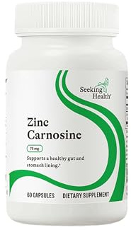 Seeking Health Zinkkarnosinkapslar - 16mg Zink - Stöd för Matsmältningshälsan - Förstärkning av Immunsystemet - L-Karnosin - Stöd för Mag-Tarmkanalen - 60 Vegetariska Kapslar