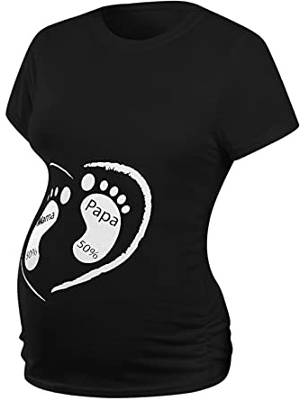 DAY8 Vêtement Femme Enceinte Grande Taille Pas Cher a la Mode Été 2019 Femme Enceinte Tee Shirt Manche Courte Tops Humour Imprimé Haut Sexy Chic Chemisier Tunique Casual Sport (M, Noir1)