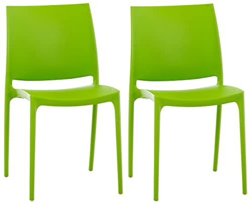 CLP 2er Set Stühle Maya I Wetterbeständige Stapelstühle bis zu 130 kg belastbar, Farbe:grün