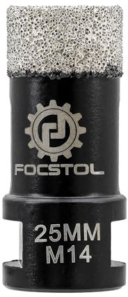 FOCSTOL Brocas Diamante - 25mm Corona Diamante para Porcelanico Baldosa Cerámica Mármol Granito Cuarzo para M14 Rosca Amoladora Angular