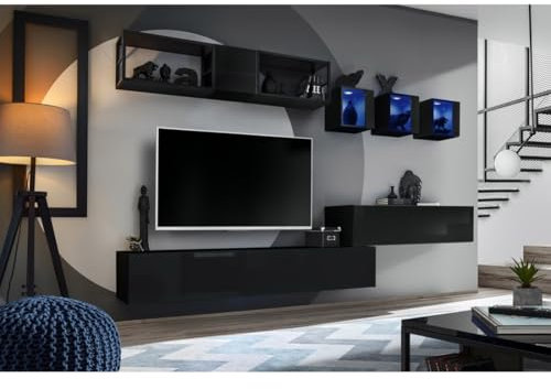 PRICE FACTORY just for you Ensemble Meubles de Salon Style Industriel Switch M3. Coloris Noir.