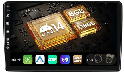 SXAUTO [6GB+128GB] Android 12 IPS Bilradio För Renault Dacia Duster Arkana (2015-2018) - Trådlös CarPlay/Android Auto - LED-kamera + MIC - DAB Snabbstart Ratt 360-Kamera WIFI - 2 Din 9 Tum