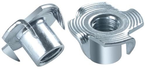 BOUMVID Einschlagmuttern M4 X 8mm, 10 Stück Einschlagmutter Schlagmuttern Gewindeeinsatz, DIN 6930 / ISO 6930g Kohlenstoffstahl Einschraubmutter mit 4 Einschlagspitzen für Holz Kunststoff