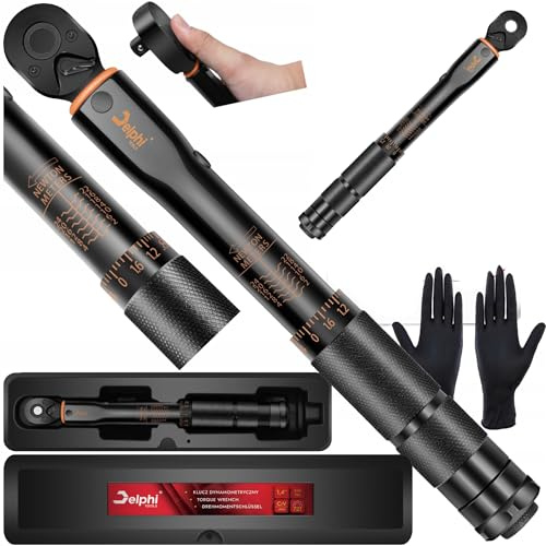 Delphi Drehmomentschlüssel 1/4 Zoll 2-24Nm ±4%, 72 Zähnen Drehmoment Schlüssel für Auto Fahrrad Motorrad Torque Wrenches Reifen Schlüssel Mit Handschuhe, Aufbewahrungsbehälter