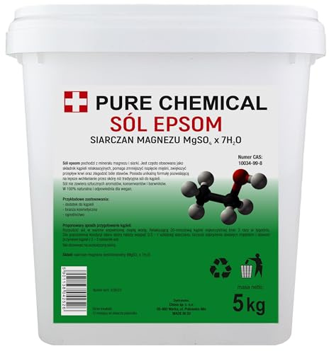 CHOSA Sale di Epsom 5kg - Solfato di Magnesio Naturale per Relax, Corpo e SPA - Cristalli Purissimi per Benessere - Sali per Bagni - Pelle Liscia - Rilassamento Muscolare