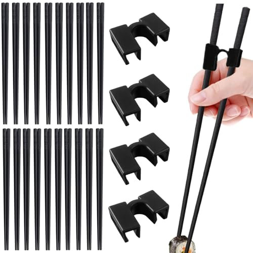 Bacchette Metallo Riutilizzabili,20 Paia Bacchette Sushi,Chopsticks Lavabili in Lavastoviglie,Bacchette Cinesi,Bacchette Giapponesi Fibra Vetro,Bacchette con Motivo Fiori Ciliegio,Bacchette Nere