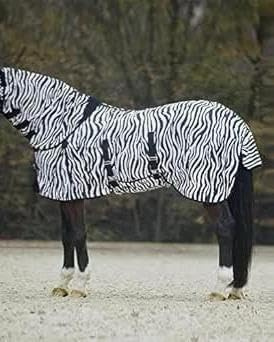 Horse Master Zebra Printed Horse Fly Rug |Lightweight Bug Protection Full Neck Combo Sheet - Turnout Rug for Competition Riding Outdoors Yards Fields