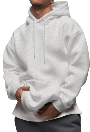 Minetom Sweat A Capuche Homme Basique Hoodie À Manches Longues Couleur Unie Pull avec Poches Et Cordon De Serrage A Gris XL