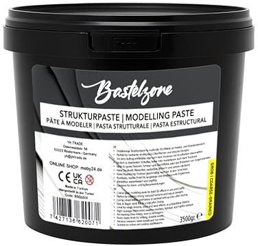 XXL Premium strukturpasta i hink 3,5 kg – vit – fyllmedel och modelleringspasta för akrylmålning och duk – 3D-effekter, texturer och reliefer (grov)