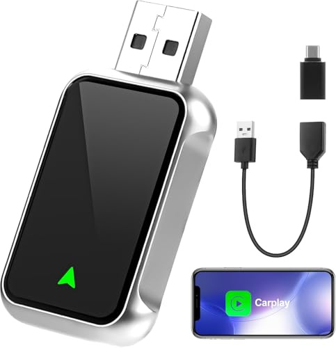 ElecPod Adaptateur Carplay sans Fil pour iphone - Adaptateur Car Play convertit Filaire en Wireless carplay, Plug & Play USB/Type-C, Compatible avec iOS 12+ et véhicules à partir de 2016