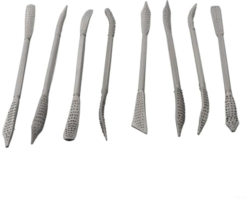Lot de 8 râpes à bois à double extrémité avec tête incurvée pour sculpter et façonner le bois, acier au carbone, dents moyennes de 190 mm