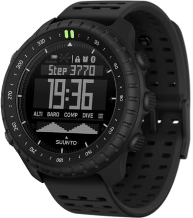 SUUNTO Core 2 friluftsklocka, 10 ATM vattentålighet 15 månaders batteritid | Höjdmätare, barometer, kompass, stormvarning, röd/grön bakgrundsbelysning, stegräkning, SUUNTO-app, svart