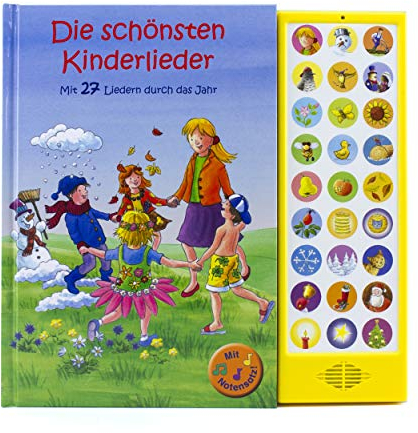 27-Button Soundbuch - Die schönsten Kinderlieder zum Mitsingen - Mit 27 Liedern durch das Jahr Hardcover-Buch mit Noten - Liederbuch: mit 27 bekannten Kinderliedern