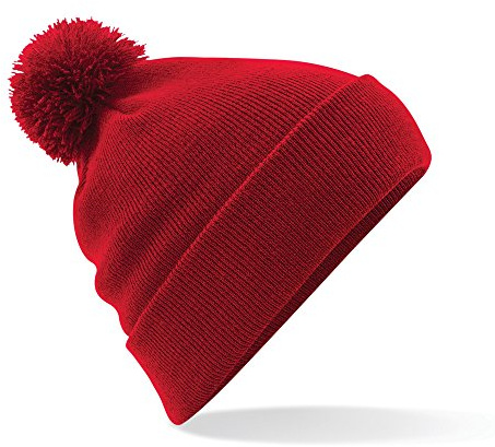 Unisex Original Pom Pom Winter Beanie Hat (One Size, Classic Red)