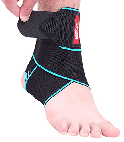 BESKEY Ankle Support Brace Adjustable Breathable Elastic Nylon Material Fit for Most Size Use for Sports