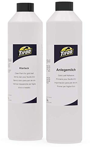 Tifoo Anlegemilch und Klarlack für Schlagmetall, Blattgold und Blattsilber, je 500 mL