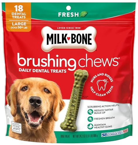 Milk-Bone Brushing Chews Fresh Mint Flavor Daily Dental Dog Treats, Large, 24.2 Oz. Bag