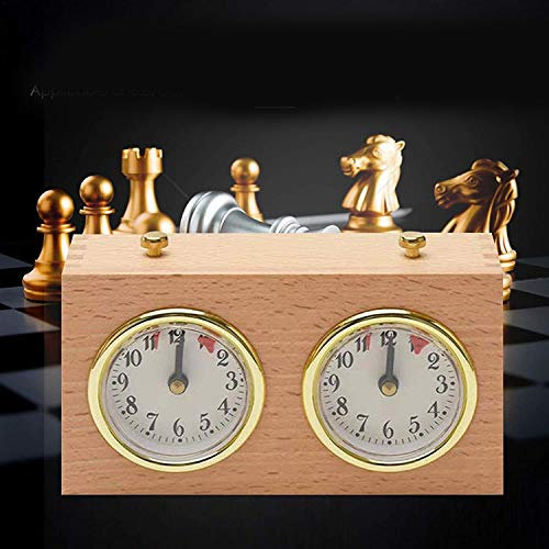 UIGJIOG Orologio da Scacchi Meccanico in Legno, Timer di Scacchi, Portatile Professionale Master Gioco analogico analogico, Tempo Diviso Tempi di Scacchi analogici