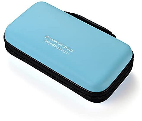 LIOVODE, custodia per cd, in EVA, arganizer da 96 capacità per contenere dvd, portafogli per dischi, supporti di raccolta, per la casa e l'auto (96 capacità, Cielo blu96)