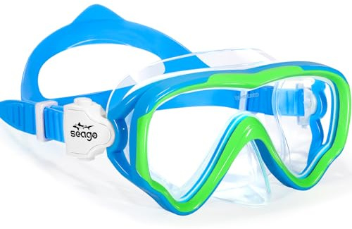 Seago Kids Swim Goggles Swimming Goggles for Kids Boys Girls Toddlers Youth 5-15 Anti-Fog 180° Clear Goggles No Leak Water Pool Underwater Swim Goggles with Nose Cover Swimming Diving Equipment