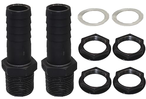 KAYEF 2 Stück Tankdurchführung 1 Zoll Außengewinde, Regentonnendurchführung Fassanschluss Mit Schlauchtülle 25mm Schlauchanschluß Für Regentonne, Wassertanks, Zisternen (2 Stück Tankdurchführung)