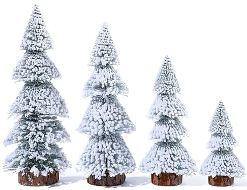 Qixuer 4 Pezzi Mini Albero di Natale, Piccolo Albero di Natale Artificiale, Albero di Natale Bianco, Albero di Natale a Forma di Torre, Mini Albero di Natale Artificiale Piccolo Decorazione Natalizia