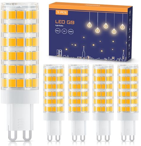 TASMOR G9 LED 8W Lampada Bianco Caldo 3000K, Lampadina LED G9 840 Lumen, Nessuno Sfarfallio, Equivalente a Lampada Alogena 80W, Angolo del Fascio 360°, Non Dimmerabile