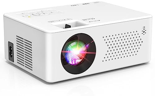 PURSHE Projector, Mini Projector 50%-100% Zoom, Two-way Bluetooth Full HD 1080P Supported, Portable for Bedroom, Outdoor Movies, Compatible with TV Stick/HDMI/Smartphone/USB/Game Console