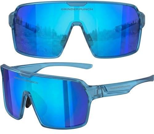 grinderPUNCH Gafas de Sol Deportivas Polarizadas para Hombre y Mujer con Protección UV para Béisbol, Correr, Ciclismo, Esquí y Pickleball - Azul