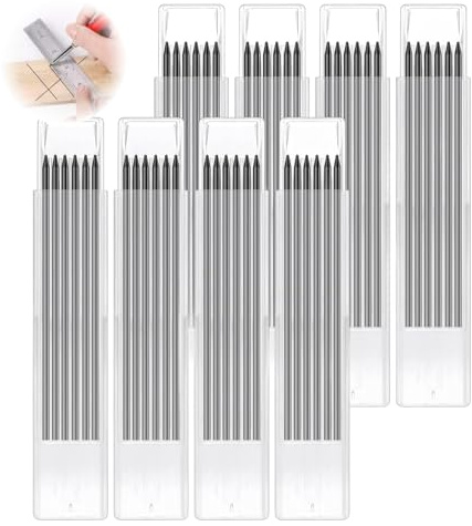 Hugwish 48pcs 2.8mm Mine Crayon Chantier Menuisier, Mine Crayon Charpentier, Recharges De Crayons Chantier, Porte Mine Chantier Pour Crayons De Charpentier Porte-Mines (48)