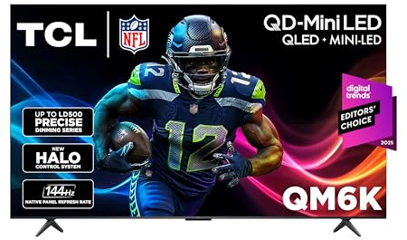 TCL 85 Inch Class QM6K Series | Mini LED QLED 4K HDR | 85QM6K, 2025 Model | 120HZ-144HZ High Brightness Smart Google TV Dolby Atmos Onkyo Audio | Voice Remote Alexa Gaming Streaming Television