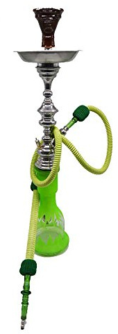 Traditionell egyptisk Shisha, 70 cm, komplett sats med slang, tång och tillbehör, nikotinfri (grön)