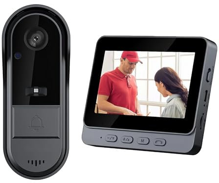 SOONHUA Funkklingel mit Kamera, Kabellose Türklingel Kamera mit 4. 3 IPS Bildschirm, Zwei Wege Audio Wasserdicht 170° Betrachtungswinkel Bluetooth Video Gegensprechanlage Türklingel ohne WLAN