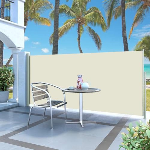 Gecheer Tenda da sole laterale allungabile, 120 x 300 cm, color crema, per giardino, ristorante, camper