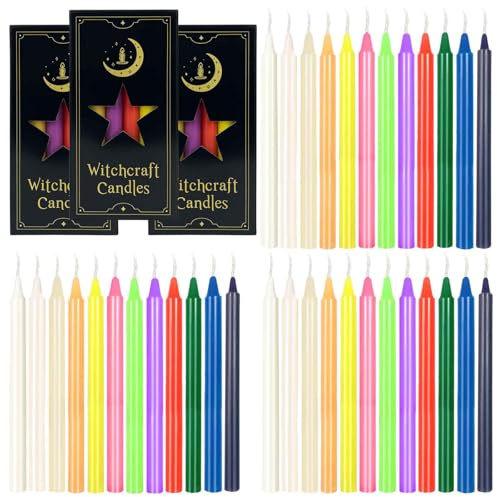 TAIVIN Velas Decorativas,36 Velas de Colores,1,2 x 16 cm,Candela Pequeñas para Decoración de Mesas y Rituales,Oraciones,Meditación y Decoración de Fiestas