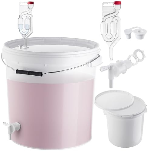 Set di secchi per fermentazione KADAX da 20L con rubinetto di scarico, gorgogliatore e tappo di gomma, contenitori per fermentazione in plastica con rubinetto di scarico, fermentazione e tappo per la