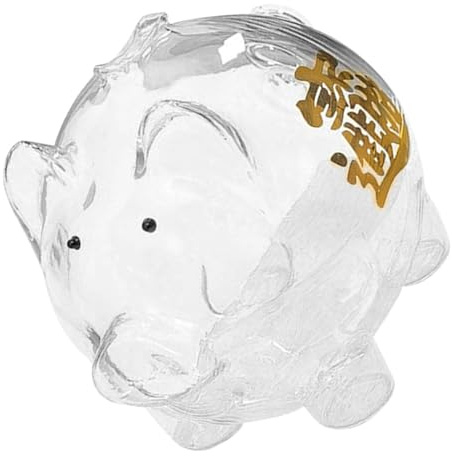 HOOTNEE Alcancía Transparente de Cristal en Forma de Cerdito Rosa, Hucha para Pequeños Capacidad para Monedas y Billetes, Caja de Ahorro Educativa para Escritorio y Hogar