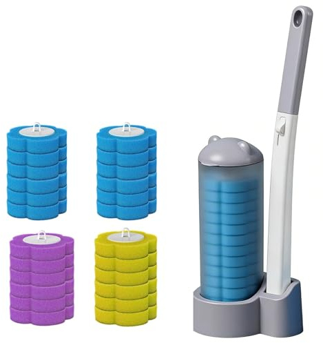 Scopino Bagno WC Monouso con Detergente, Set Accessori Spazzolone Bagno Usa e Getta Igienico Toilet Brush Senza Contatto Pulizia Scopettino WC (30, gray)