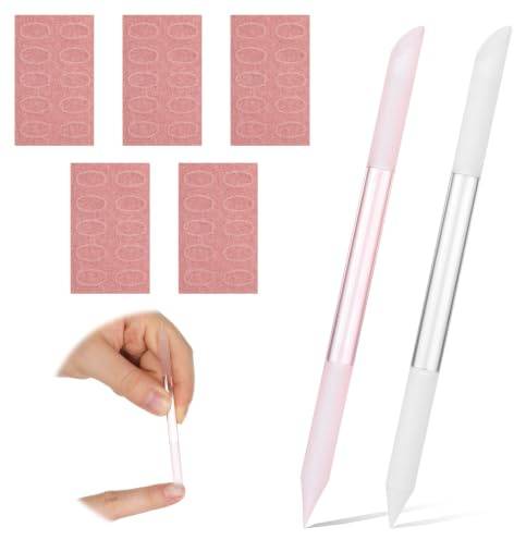 2 stycken glasfilar för naglar med 50 matt blad nagelbandsborttagare | Verktyg glasnagelfil professionell manikyrpinne precisionsfilar kvinnor nagelbandstrimmer rund dubbelsidig