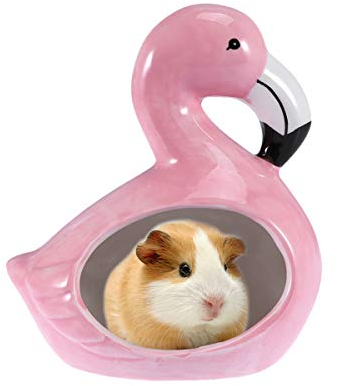 POPETPOP Keramik Hamster Versteck Kühlendes Nest Kleintier Schlafplatz Mit Flamingo Design Für Hamster Und Kleine Tiere Im Käfig