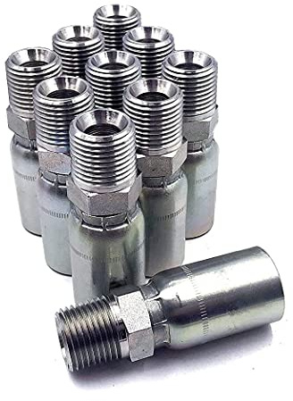 MP-04-04 Lot de 10 raccords à sertir pour tuyau hydraulique 1/4 NPTF mâle 6,35 mm
