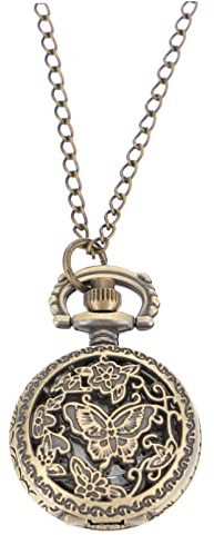 Hemobllo Reloj de Bolsillo de Cuarzo, Reloj de Bolsillo con Colgante de, Movimiento de Cuarzo Retro Antiguo Hueco con Cadena para Mujeres y Hombres