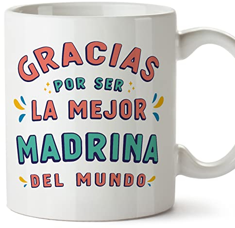 MUGFFINS Tazas para MADRINA - En Español - Gracias por ser el mejor - 11 oz / 330 ml - Regalo original y divertido