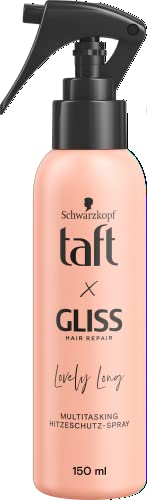 Taft x Gliss Hitzeschutz-Spray Lovely Long (150 ml), Multitasking-Spray bietet Hitzeschutz bis zu 230°, Schutz vor Spliss und langanhaltende definierte Styles