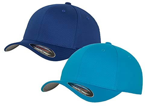 2er Flexfit Unisex Wooly Combed Cap Baseball Caps graue Unterseite S M L XL XXL Basecap Mütze, L/XL, 1x Royal + 1x HawaiianOcean + 1x HL-Kauf Notizblock