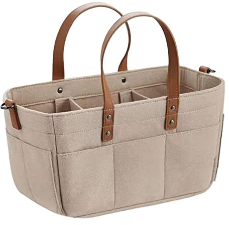 Moxeupon Bolsa de fieltro para pañales para bebé, organizador de pañales multifuncional, cesta de fieltro, cómoda para cambiar pañales, caja de almacenamiento con varios compartimentos