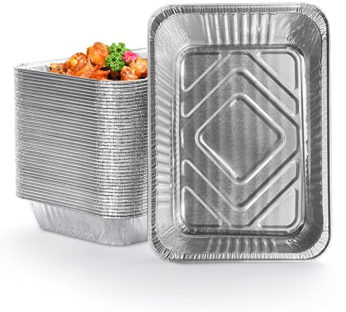 Aluschalen Groß Tropfschale 30 Stück Alu Grillschalen 1000ml Aluschalen Grill Grill Aluschalen Grillschale Alu Wiederverwendbar für Backen, Braten, Kochen | ohne Deckel (23x17cm/1000ml)