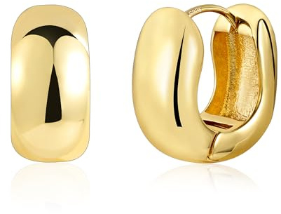 ASH'S CHOICE Boucles d'oreilles cartilage lisse drapé en argent sterling/plaqué or 14 carats Huggie Hoops Boucles d'oreilles mini Klobig en or et argent Grandes boucles d'oreilles créoles légères
