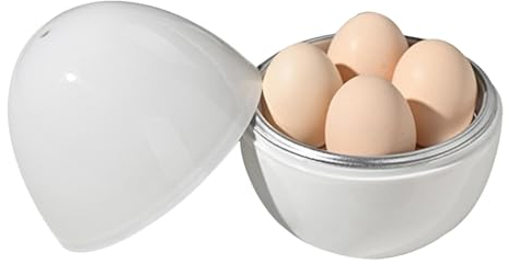 Generic Microwave Egg Cooker, 6.26x5.24 Inches, 4 Eggs Capacity, White, Polypropylene, Aluminium, Microwave Boiler Steamer, Egg Cooker, Microwave Boiler, For Kitchen